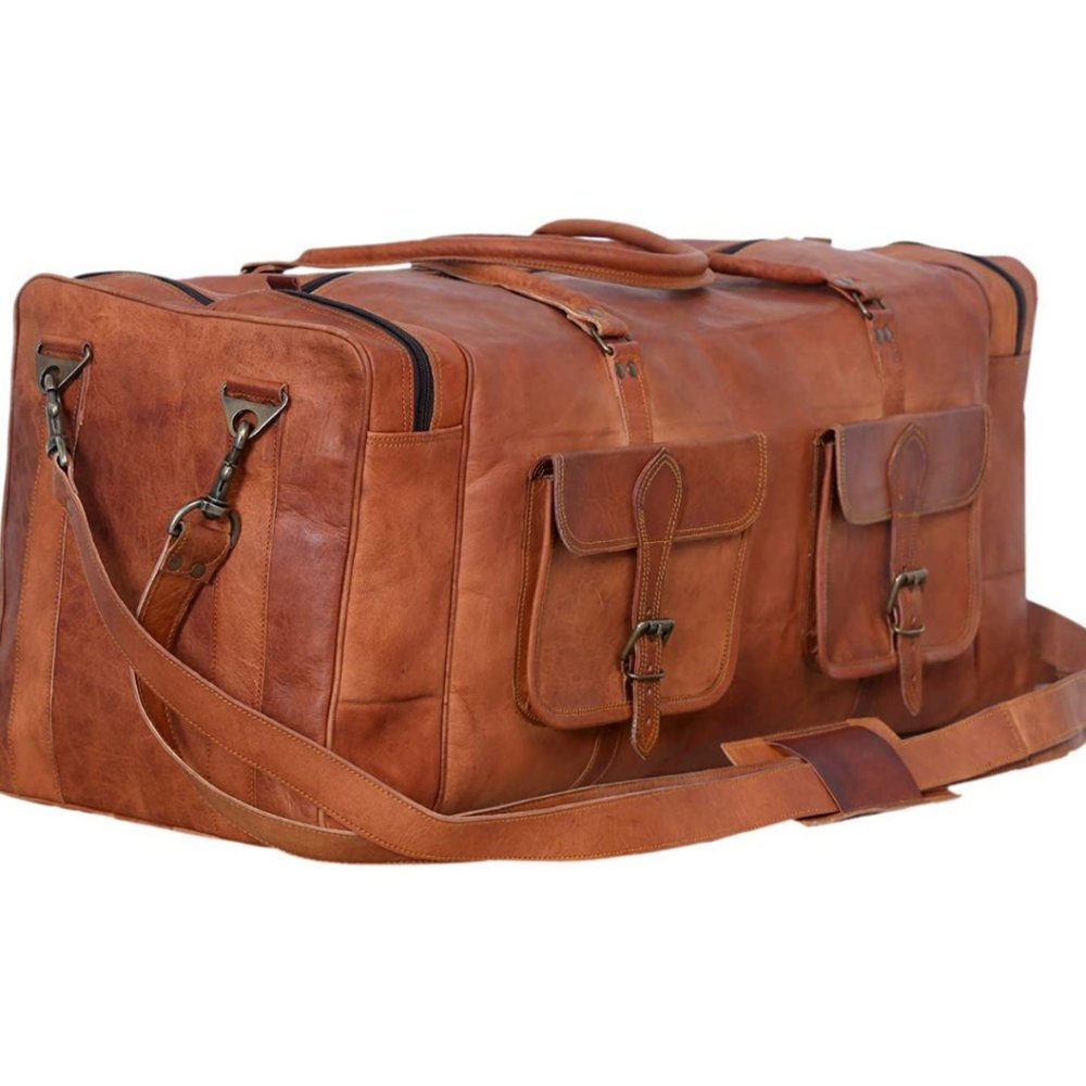 XL Full Grain Leather Duffel Bag -Travel Bag - Overnight Weekender Bag - Luggage - Picture 2 of 7